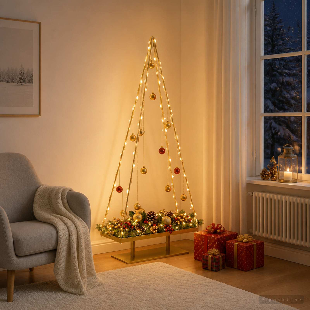 Metalen kerstboom met standaard KUOPIO 180 cm Staal Goud is nu te koop bij PeponiXL, paradijselijk wonen!
