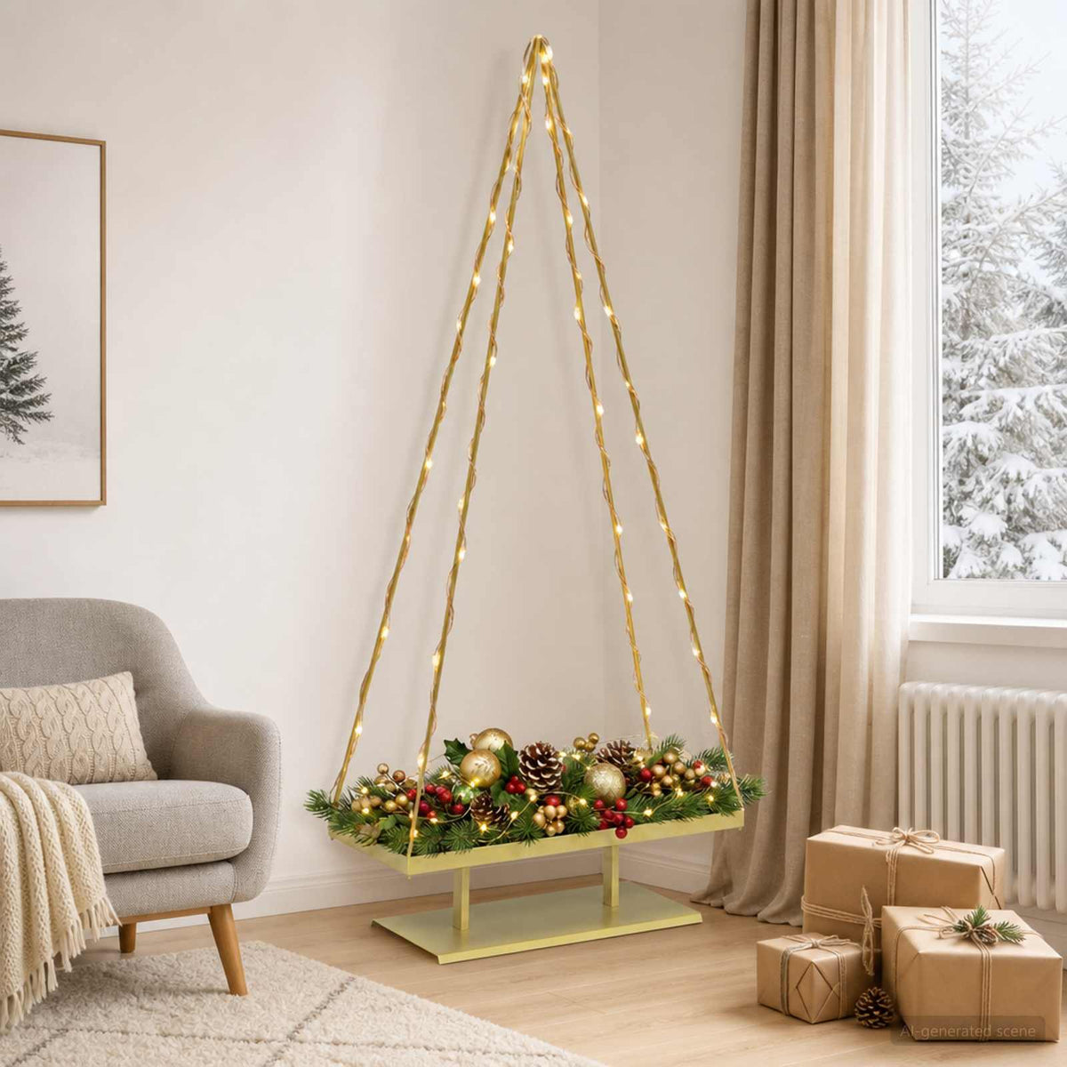 Metalen kerstboom met standaard KUOPIO 210 cm Staal Goud is nu te koop bij PeponiXL, paradijselijk wonen!