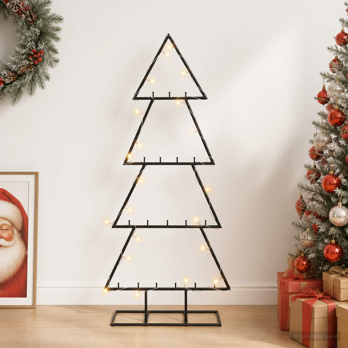 Metalen kerstboom met standaard KUOPIO 90 cm Warmwit Staal is nu te koop bij PeponiXL, paradijselijk wonen!