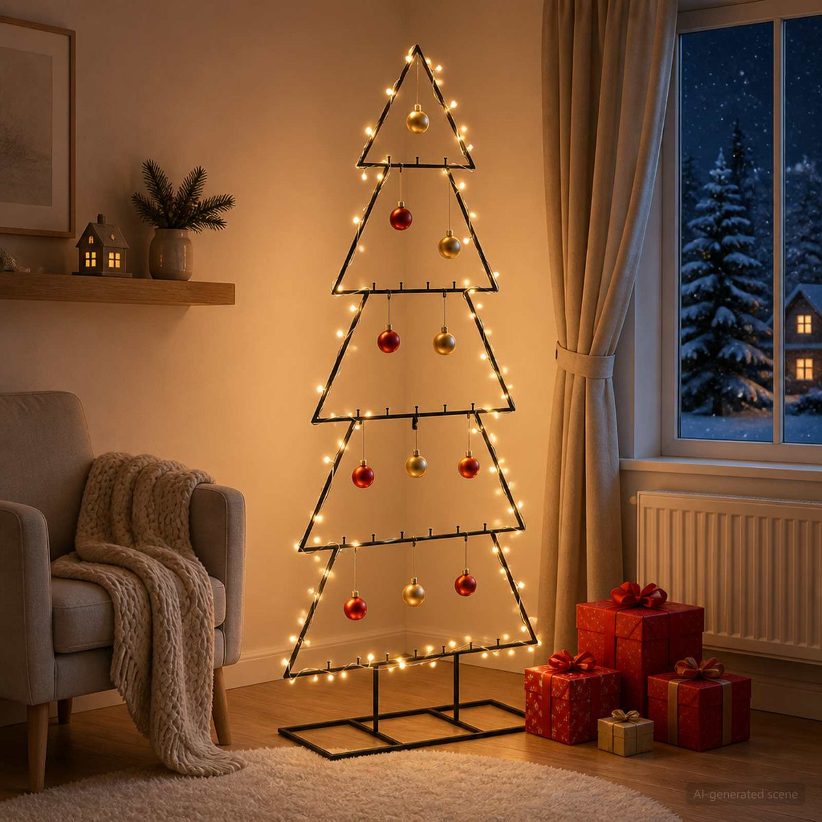 Metalen kerstboom met standaard KUOPIO 150 cm Warmwit Staal is nu te koop bij PeponiXL, paradijselijk wonen!