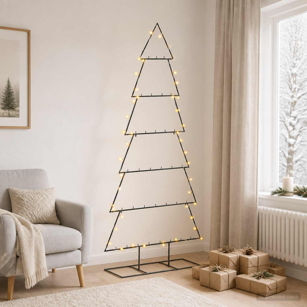 Metalen kerstboom met standaard KUOPIO 180 cm Warmwit Staal is nu te koop bij PeponiXL, paradijselijk wonen!
