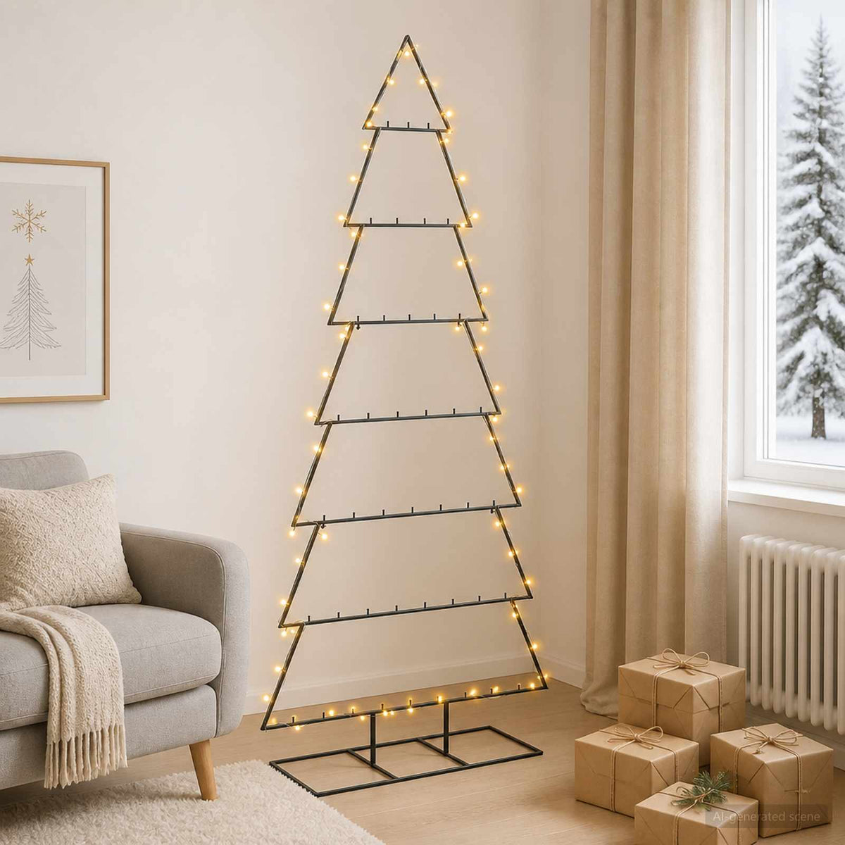 Metalen kerstboom met standaard KUOPIO 210 cm Warmwit Staal is nu te koop bij PeponiXL, paradijselijk wonen!