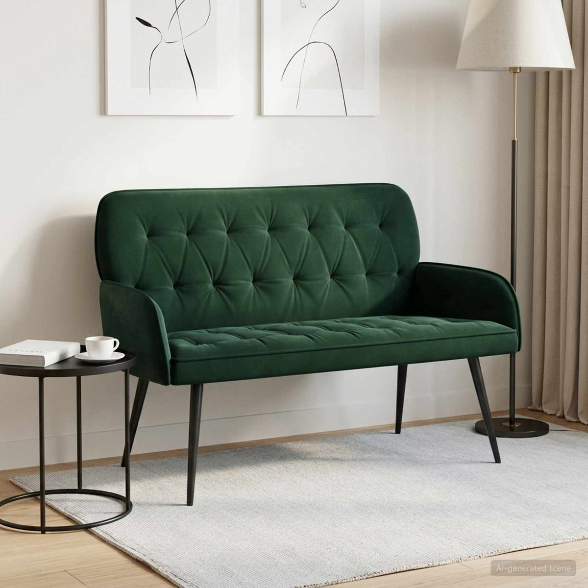 Tweezitsbank met metalen poten 2-zits Donkergroen fluweel is nu te koop bij PeponiXL, paradijselijk wonen!