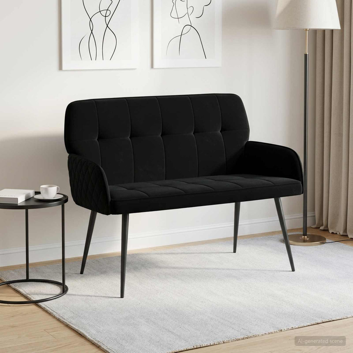 2-zitsbank met metalen poten 2-zits Zwart fluweel is nu te koop bij PeponiXL, paradijselijk wonen!