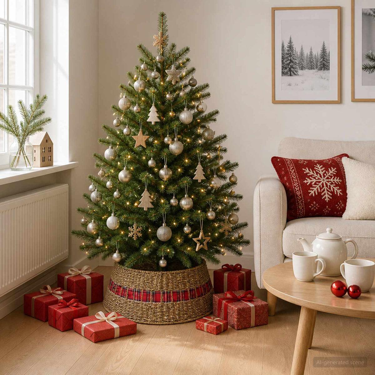 vidaXL Kerstboomkraag Rond Naturel Dia. 45 x 22 cm Zeegras