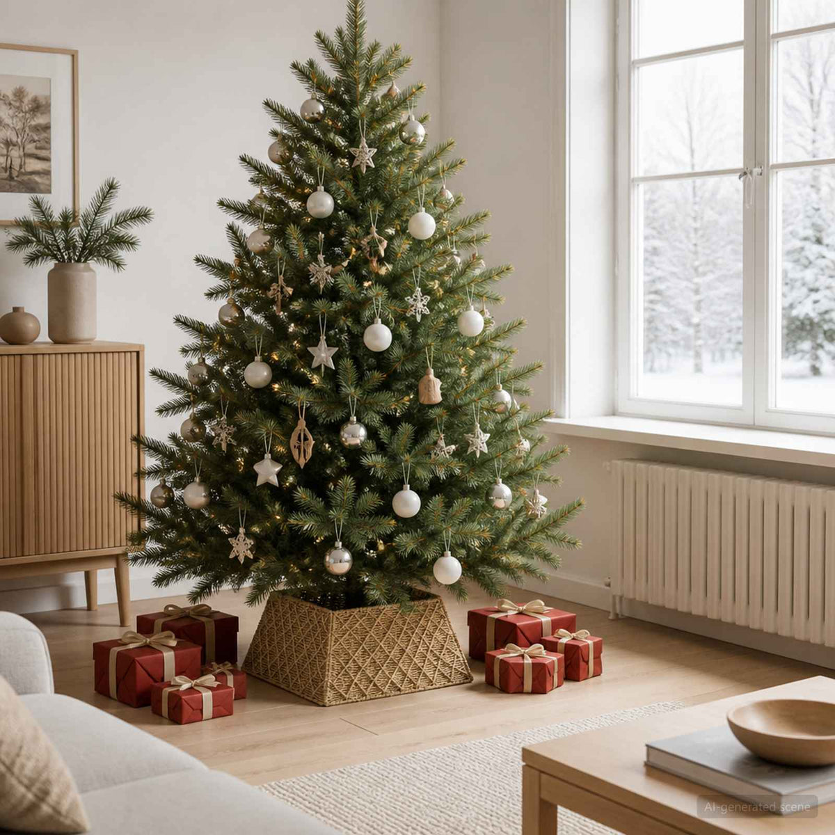 Kerstboomkraag Vierkant Naturel 70 x 70 x 28 cm Zeegras is nu te koop bij PeponiXL, paradijselijk wonen!