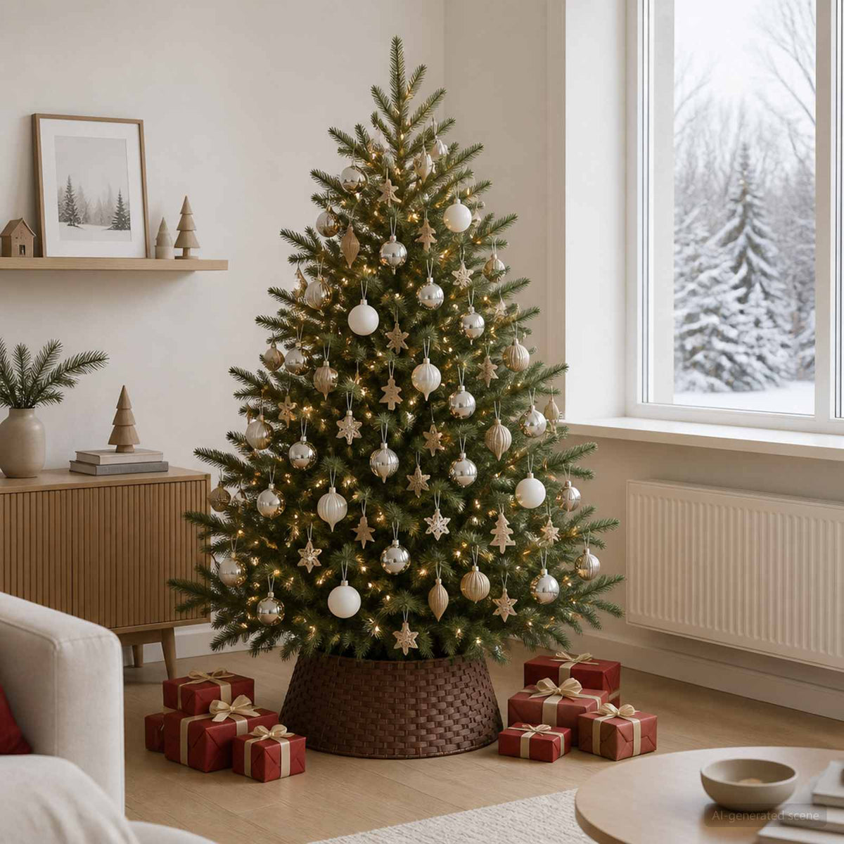 Kerstboomkraag Rond Donkerbruin Ø 60 x 22 cm poly rattan is nu te koop bij PeponiXL, paradijselijk wonen!