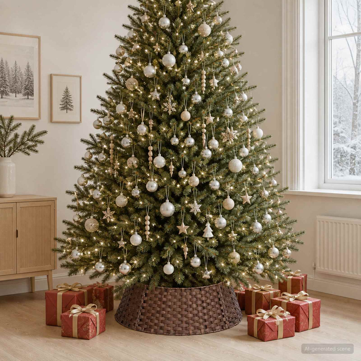 Kerstboomkraag Rond Donkerbruin Ø 90 x 28 cm poly rattan is nu te koop bij PeponiXL, paradijselijk wonen!
