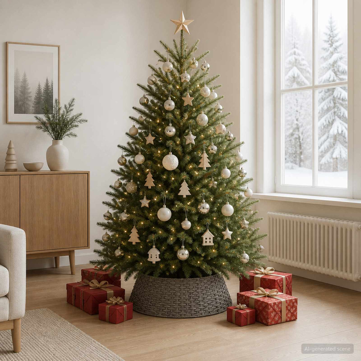 Kerstboomkraag Rond Grijs Ø 60 x 22 cm poly rattan is nu te koop bij PeponiXL, paradijselijk wonen!