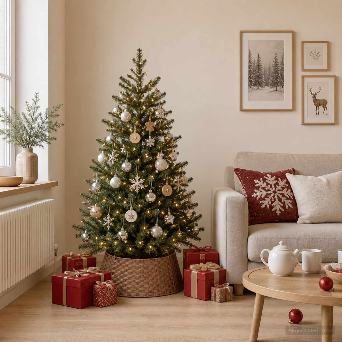 Kerstboomkraag Rond Licht Bruin Ø 45 x 22 cm poly rattan is nu te koop bij PeponiXL, paradijselijk wonen!