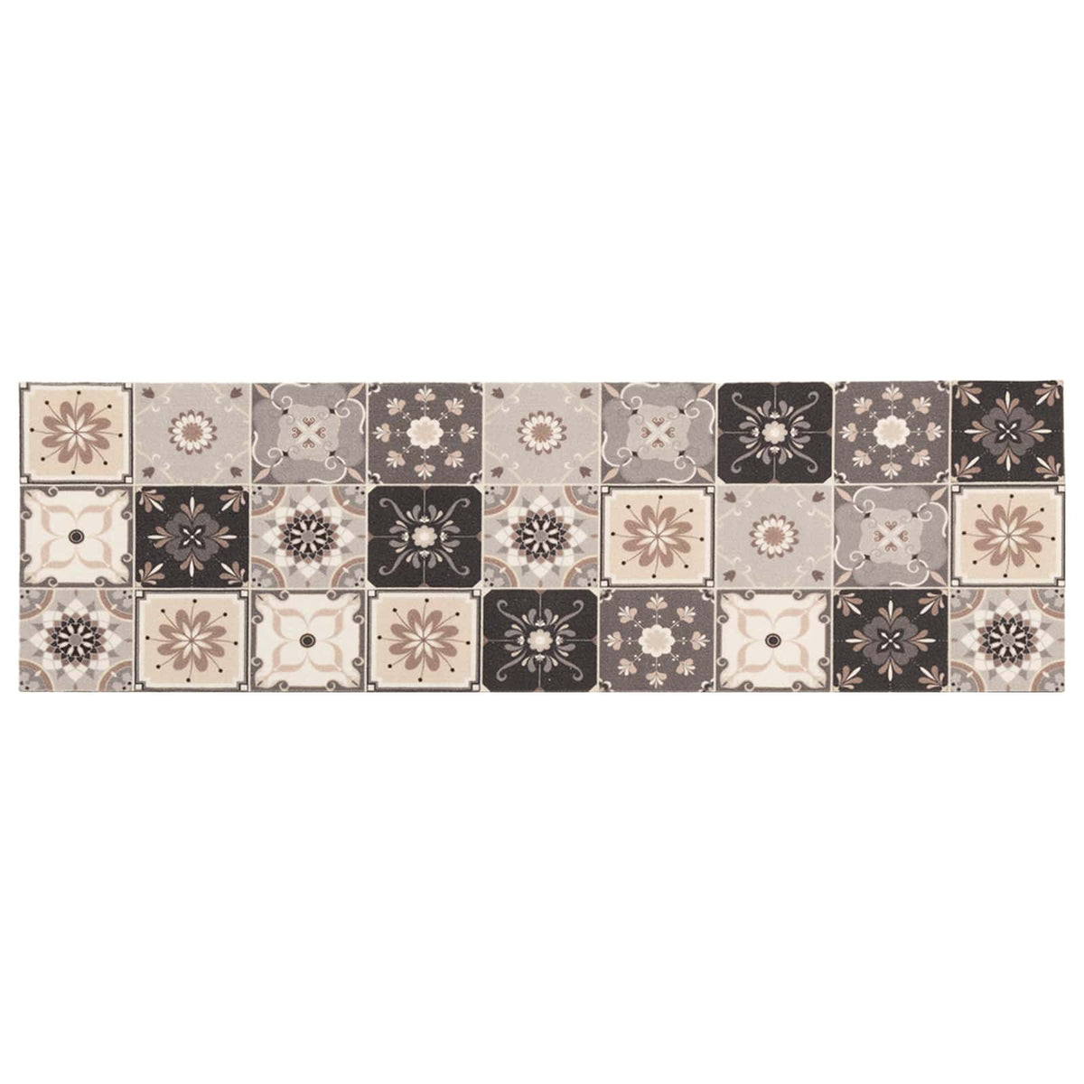 vidaXL Keuken Vloerkleed Grijs-beige mozaïek 180 x 60 cm
