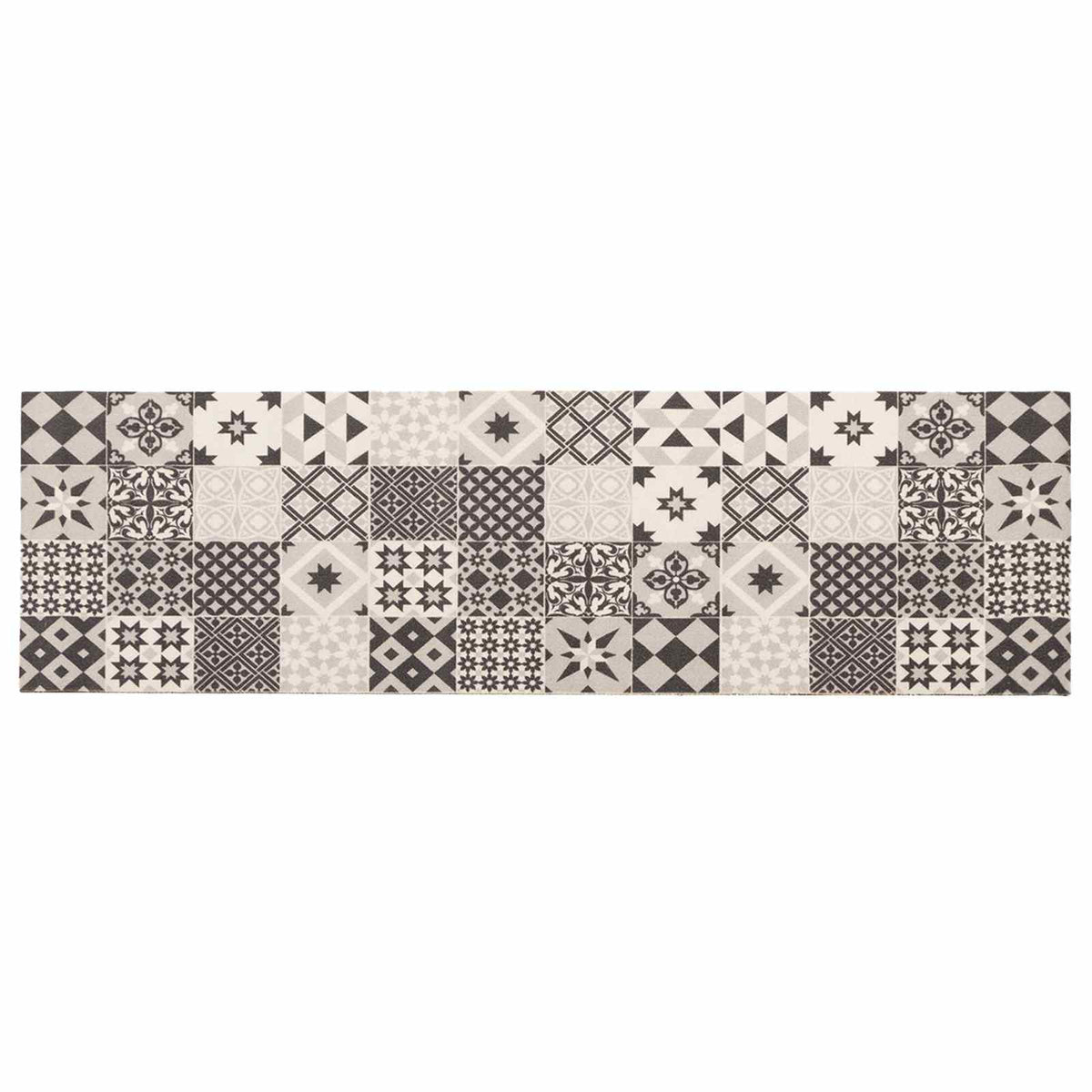 vidaXL Keuken Vloerkleed grijze mozaïek 180 x 60 cm 100% Polyamide