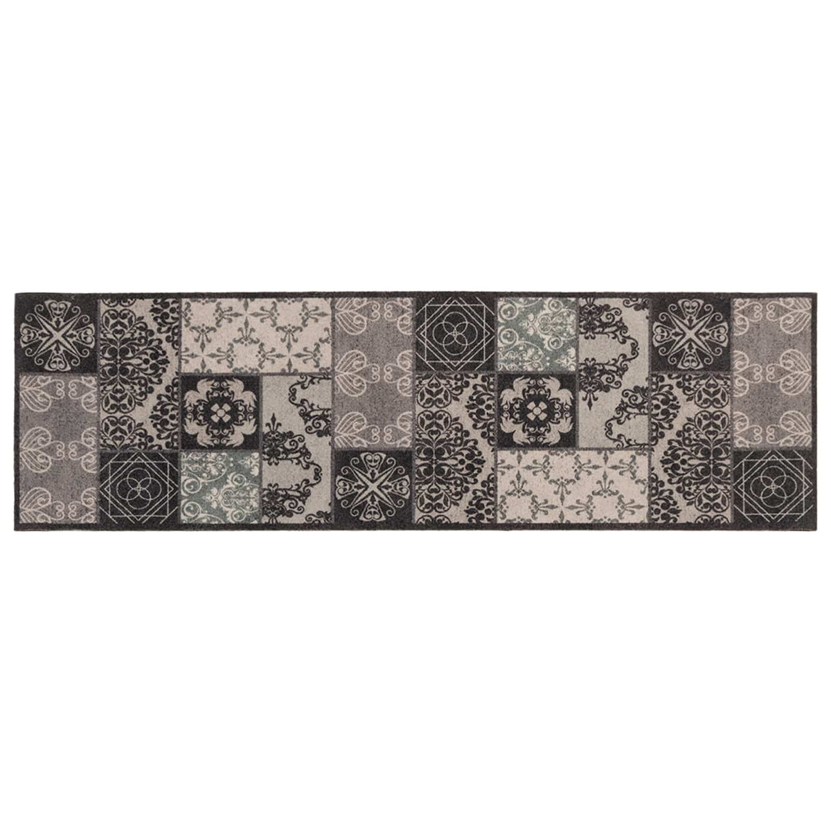 Keuken Vloerkleed zwarte mozaïek 180 x 60 cm 100% Polyamide is nu te koop bij PeponiXL, paradijselijk wonen!
