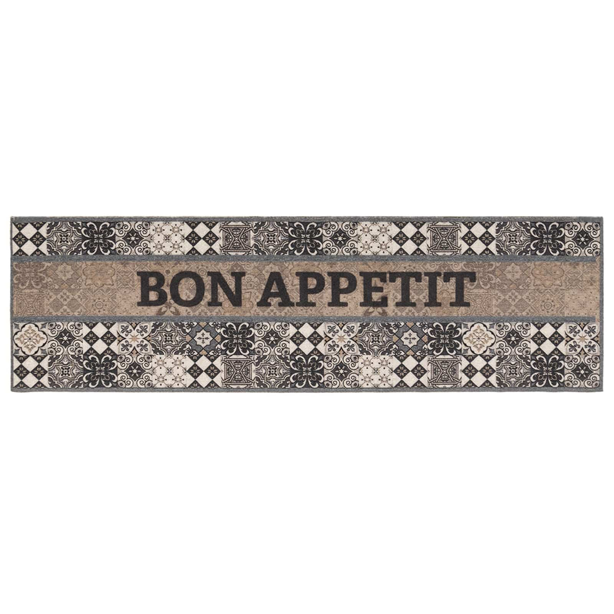 vidaXL Keuken Vloerkleed Grijs bon appetit 180 x 60 cm 100% Polyamide
