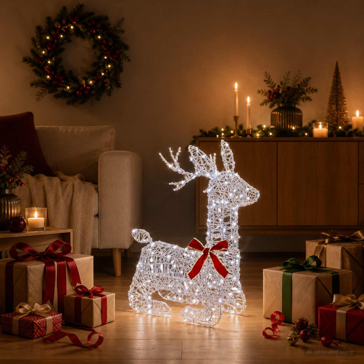 3D Kerst Rendier LOVIISA 140 LED's Koel wit 55 x 22 x 63 cm is nu te koop bij PeponiXL, paradijselijk wonen!