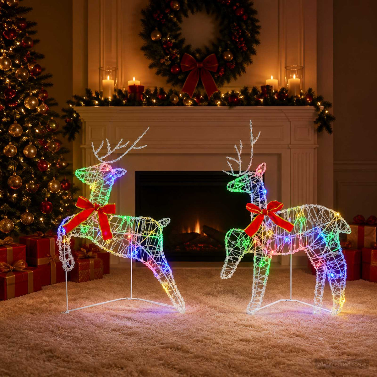 Kerst Rendier 2 st 40 LED's Meerkleurig 43 x 19 x 65 cm is nu te koop bij PeponiXL, paradijselijk wonen!