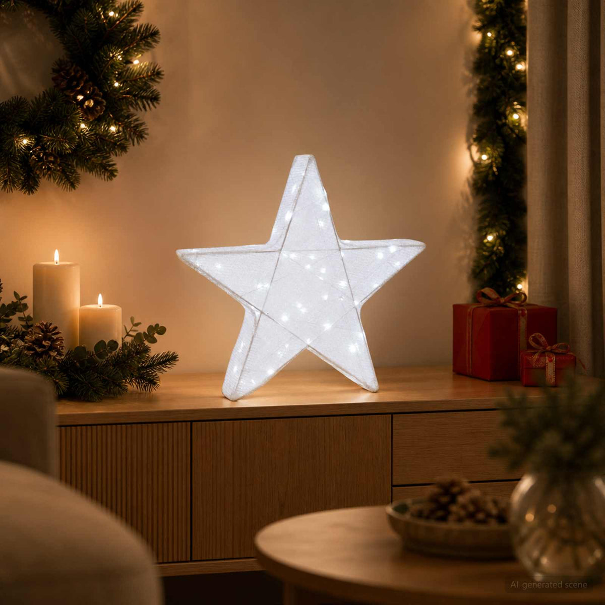 3D-kerstster 50 LED's Koel wit 55 x 53,5 x 10 cm is nu te koop bij PeponiXL, paradijselijk wonen!