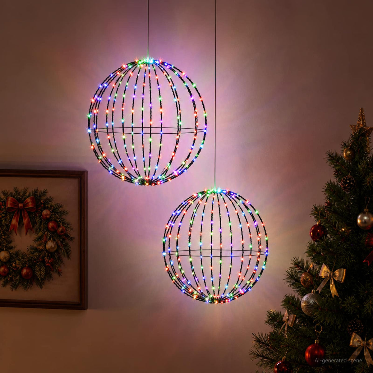 vidaXL Kerst Finial Licht 2 st 240 LED's RGB Diameter 40 x 42 cm