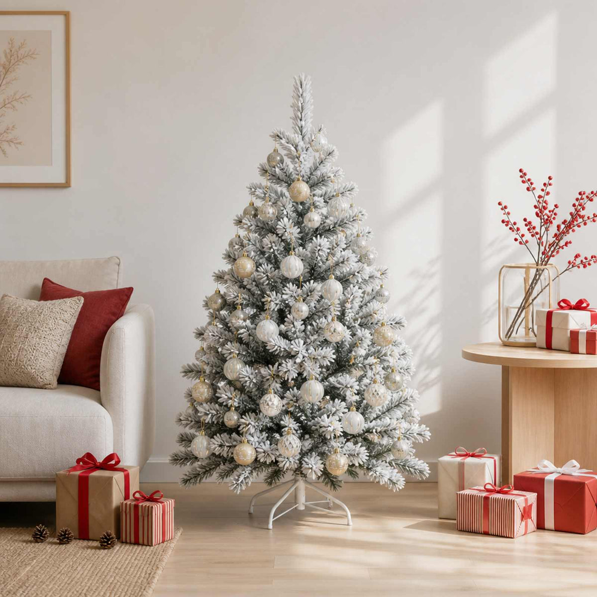 Kerstballen set 30 st Goud en wit Ø 6 cm Kunststof is nu te koop bij PeponiXL, paradijselijk wonen!