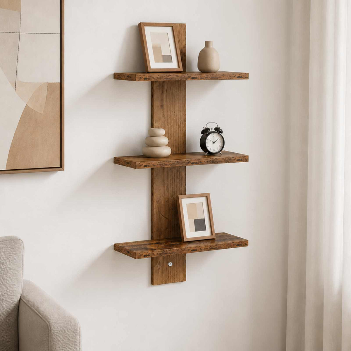 Wandplank Oud hout 30 x 13,5 x 64,5 cm Bewerkt hout is nu te koop bij PeponiXL, paradijselijk wonen!
