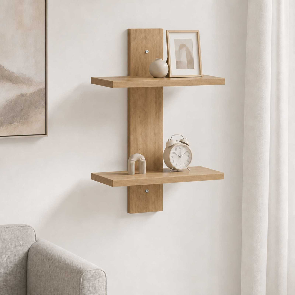 Wandplank Artisan eiken 30 x 13.5 x 43 cm Bewerkt hout is nu te koop bij PeponiXL, paradijselijk wonen!
