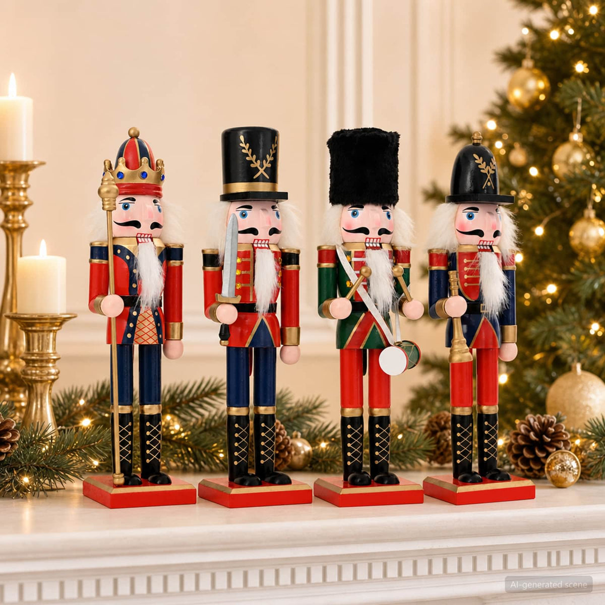 Kerstnotenkraker TURKU 4 st Rood en Zwart 30 cm is nu te koop bij PeponiXL, paradijselijk wonen!