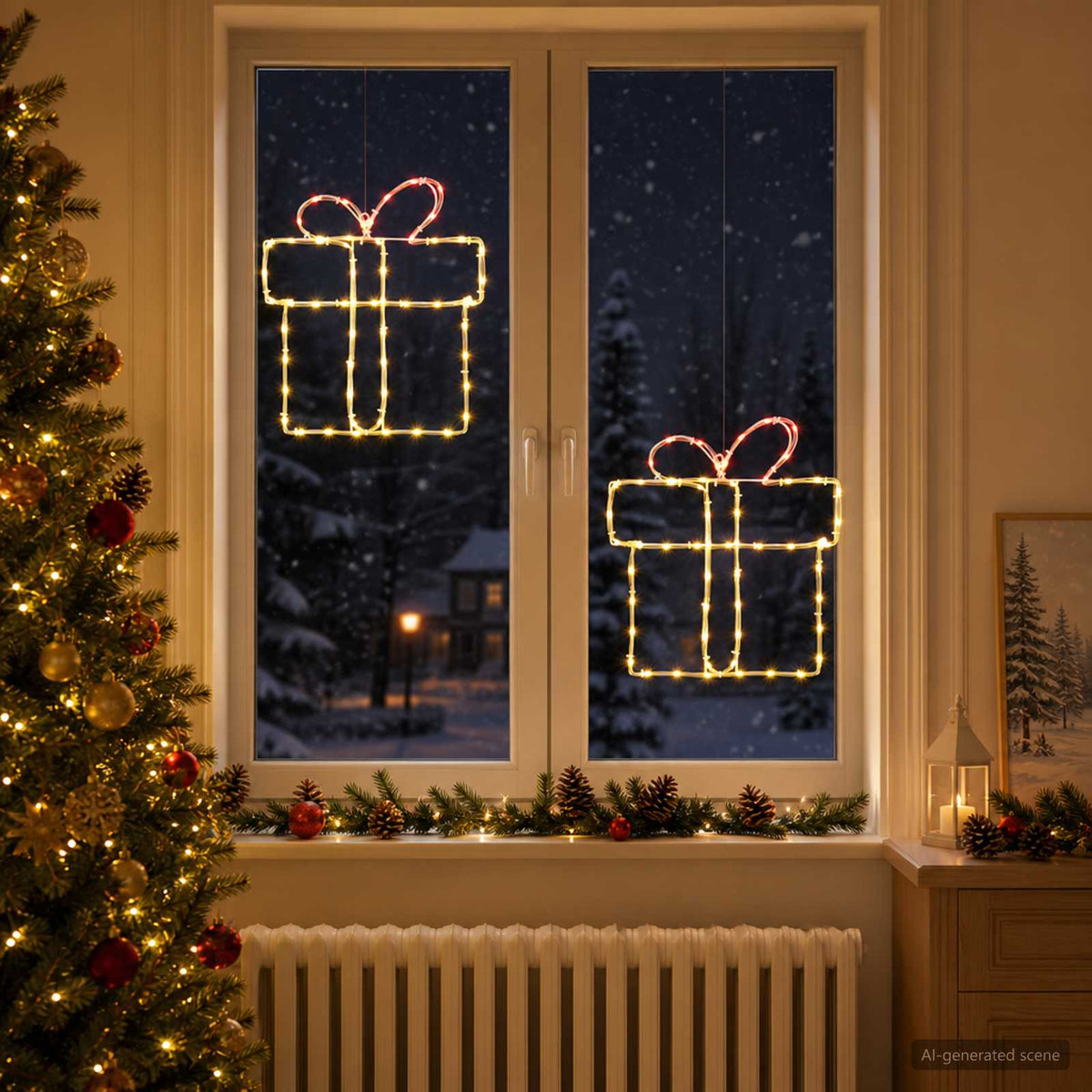 Kerst-raamsilhouet met verlichting LOVIISA 2 st 160 LED's is nu te koop bij PeponiXL, paradijselijk wonen!