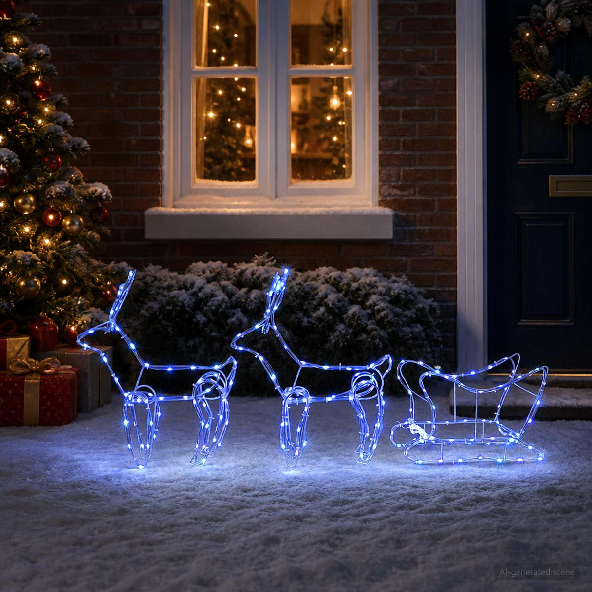 Hert en slee kerstdecoratie LOVIISA 240 LED's Blauw is nu te koop bij PeponiXL, paradijselijk wonen!