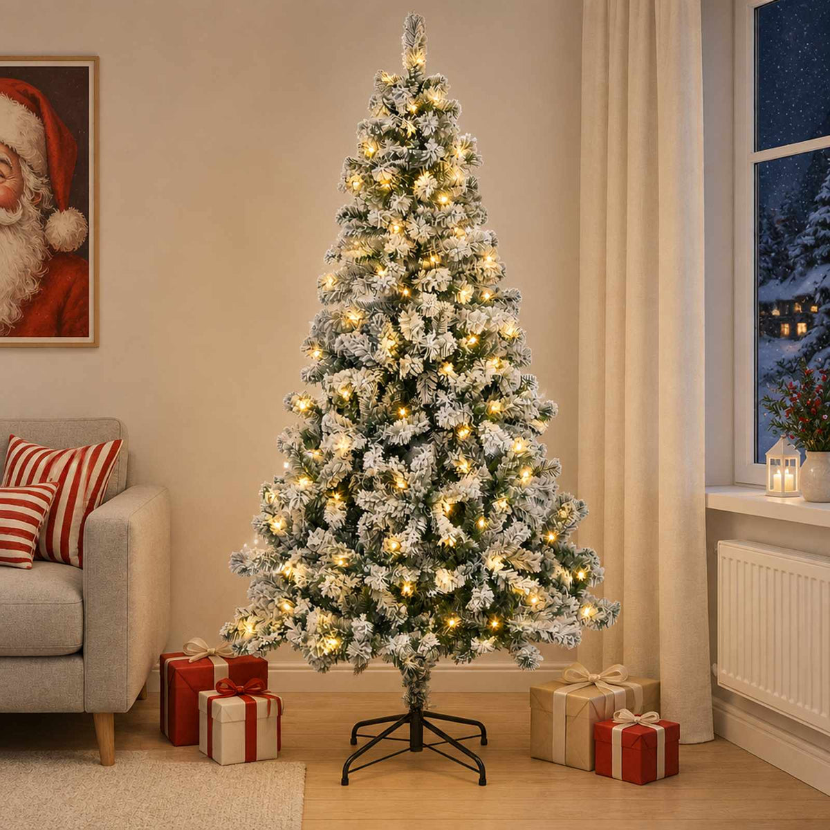 vidaXL Kunstmatige Inklapbare Kerstboom 240 cm 300 LED's Warmwit