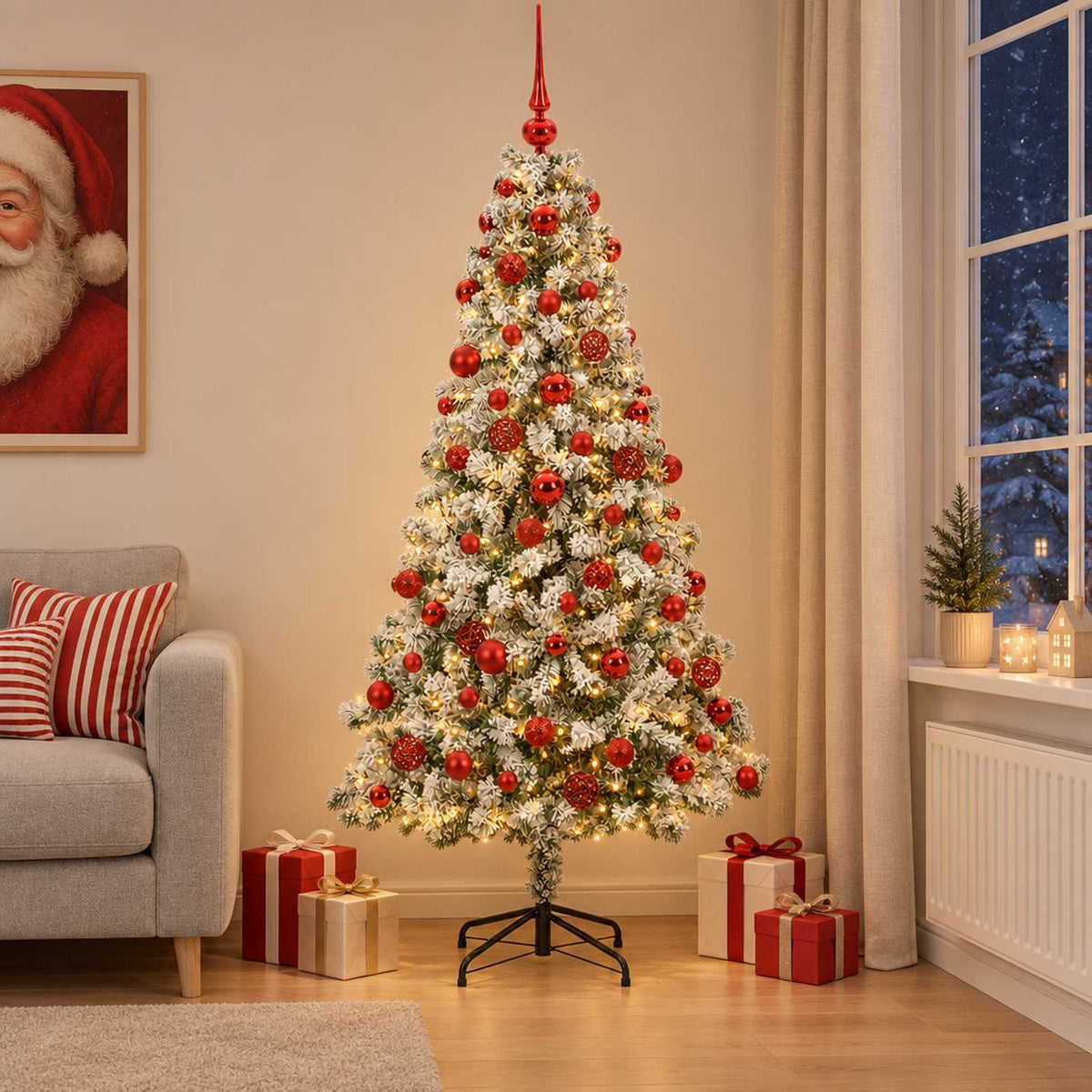 Kunstkerstboom met Ballen 240 cm 300 LED's Warmwit is nu te koop bij PeponiXL, paradijselijk wonen!
