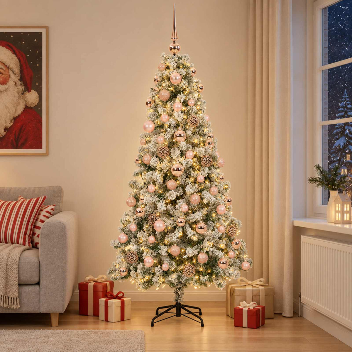 vidaXL Kunstkerstboom met Ballen 240 cm 300 LED's Warmwit