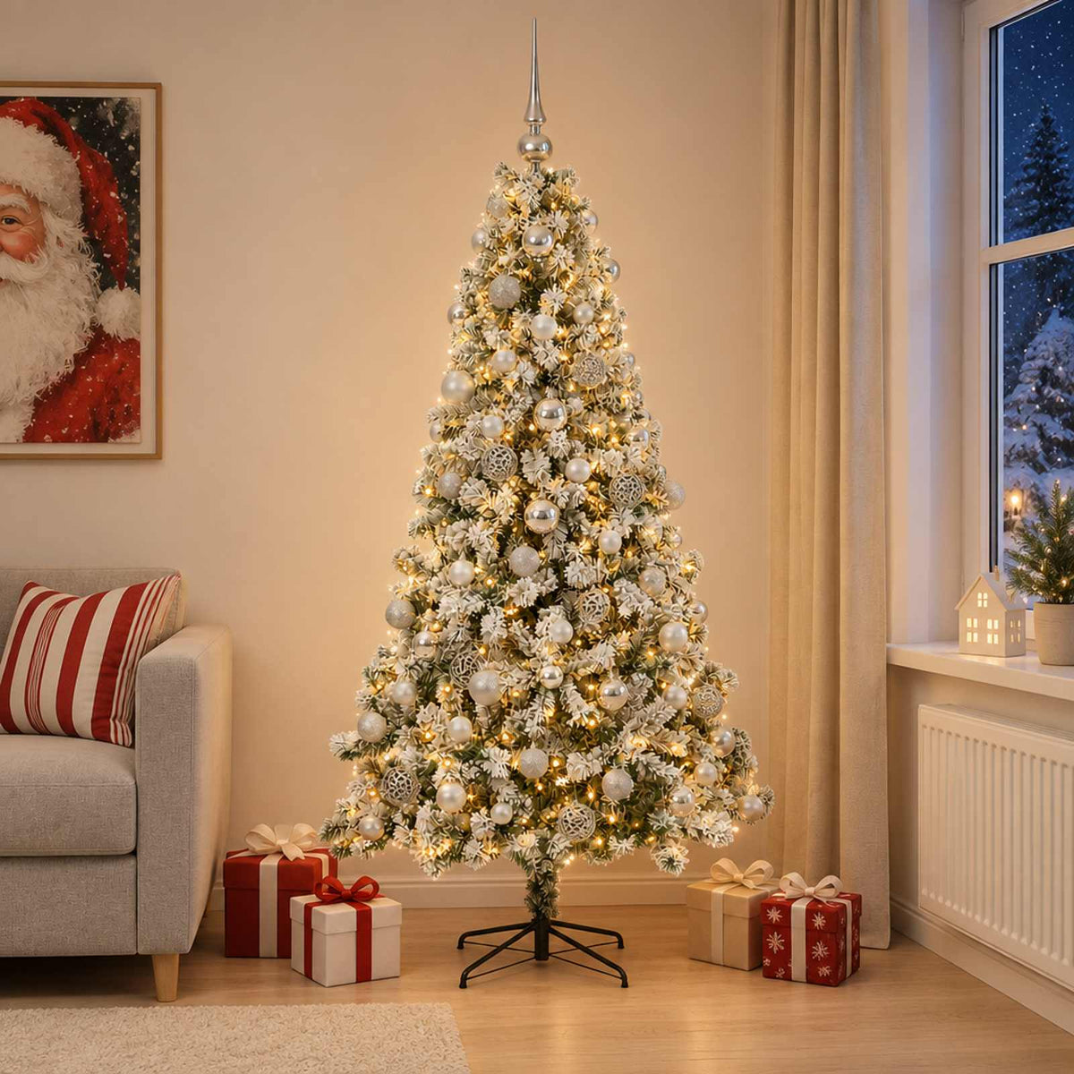 vidaXL Kunstkerstboom met Ballen 240 cm 300 LED's Warmwit