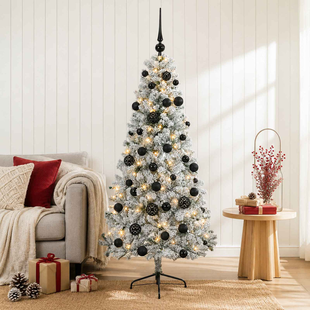 Kunstkerstboom met kerstbal 120 cm 150 LED's Warmwit is nu te koop bij PeponiXL, paradijselijk wonen!