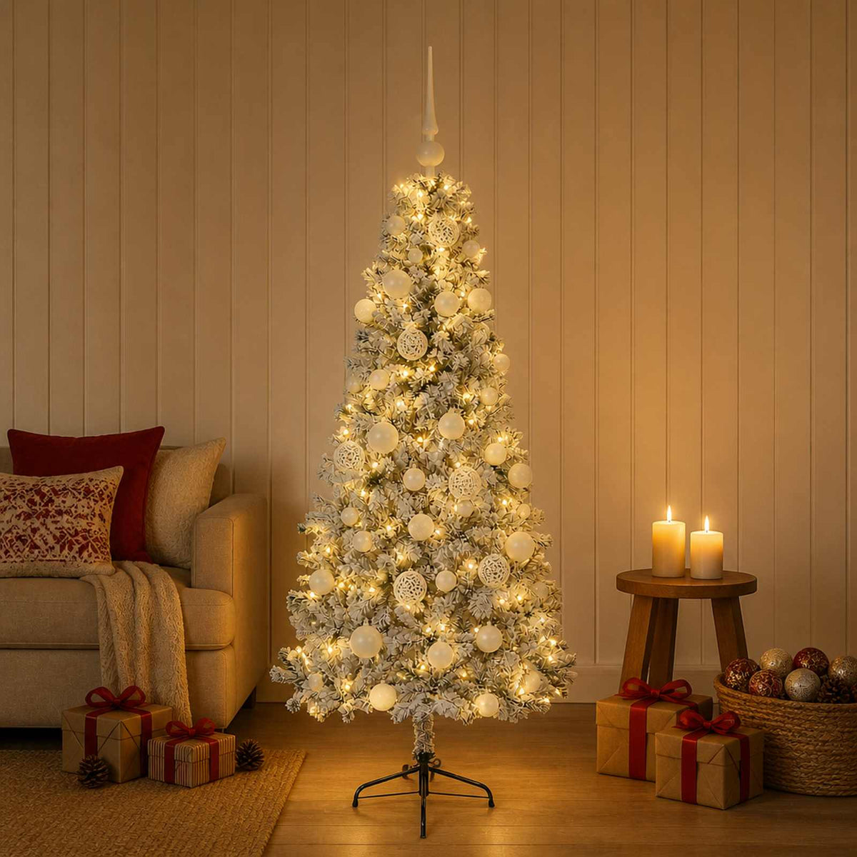 Kunstkerstboom met kerstbal 150 cm 150 LED's Warmwit is nu te koop bij PeponiXL, paradijselijk wonen!