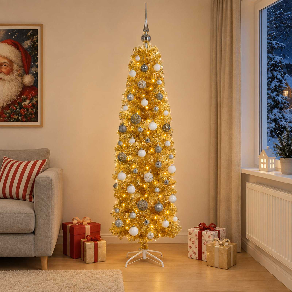Kunst Slimme Kerstboom met Ballen 180 cm 300 LED's Warmwit is nu te koop bij PeponiXL, paradijselijk wonen!