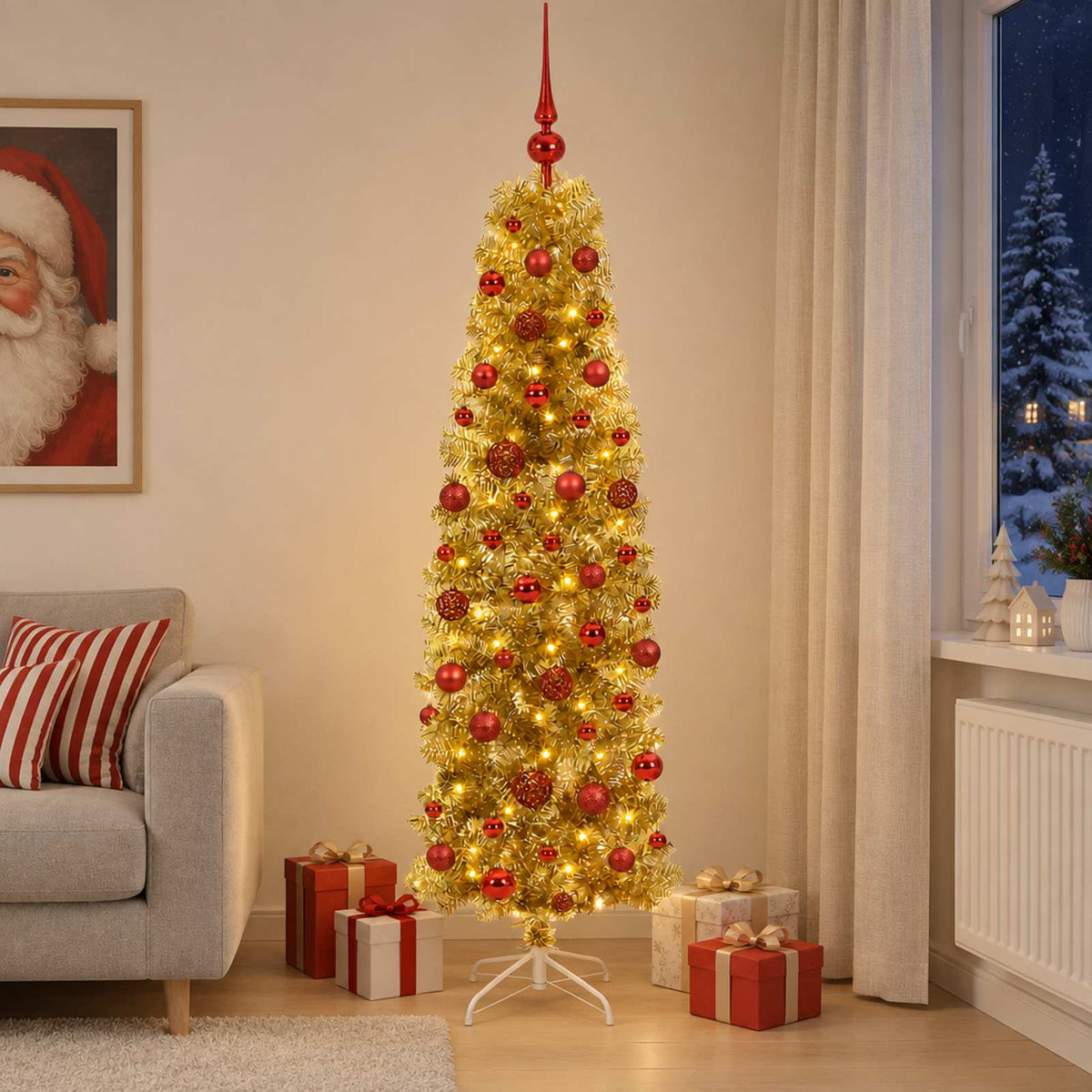 Kunst Slimme Kerstboom met Ballen 180 cm 300 LED's Warmwit is nu te koop bij PeponiXL, paradijselijk wonen!