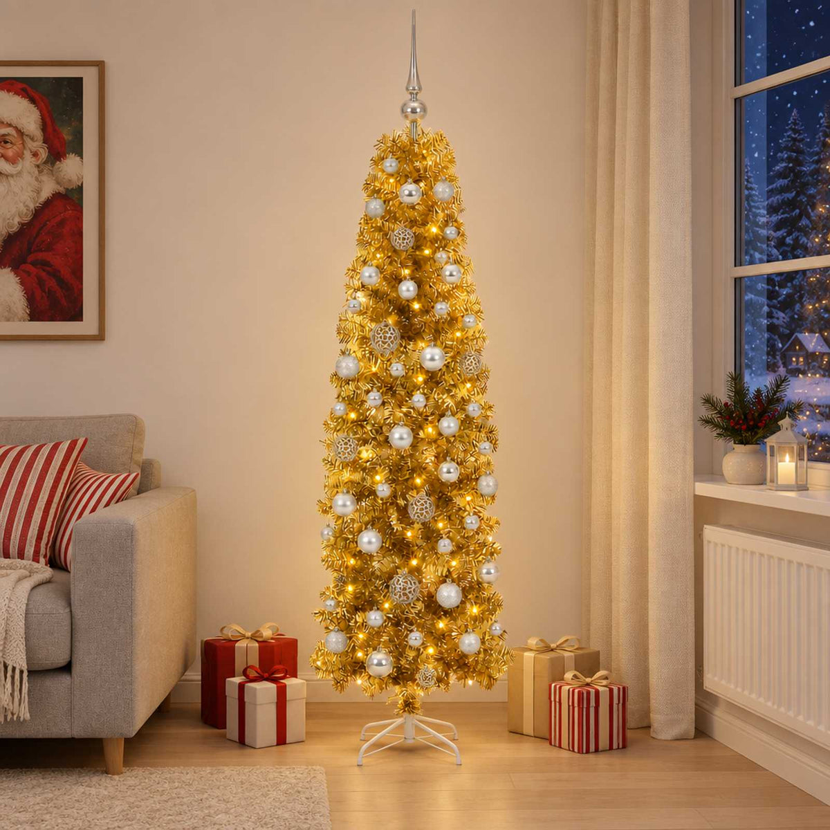 Kunst Slimme Kerstboom met Ballen 180 cm 300 LED's Warmwit is nu te koop bij PeponiXL, paradijselijk wonen!