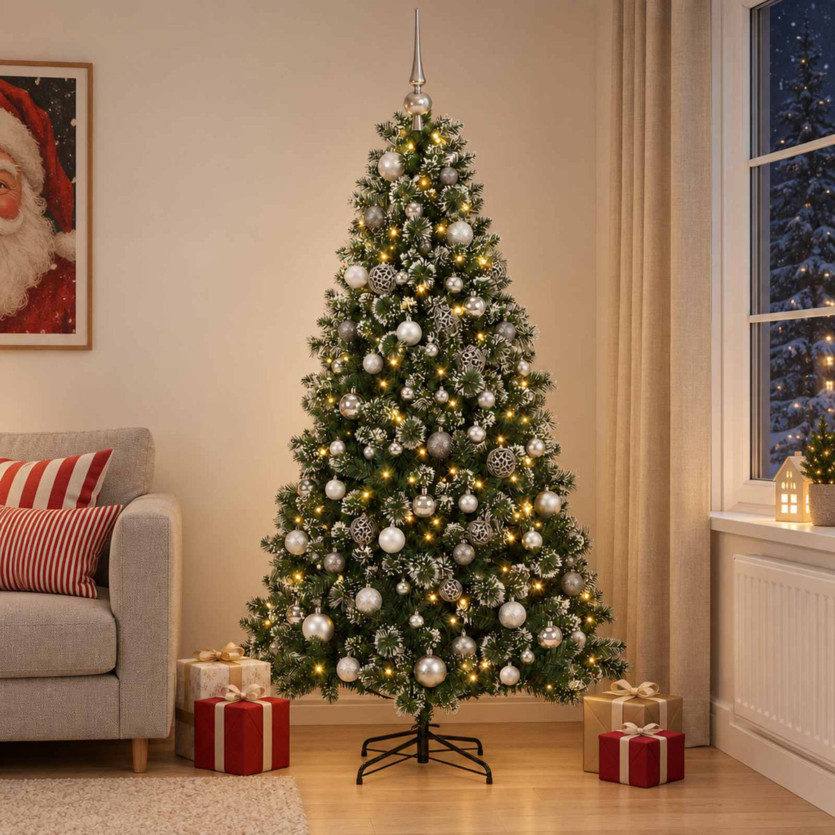 Kunstkerstboom met kerstbal 210 cm 300 LED's Warmwit is nu te koop bij PeponiXL, paradijselijk wonen!