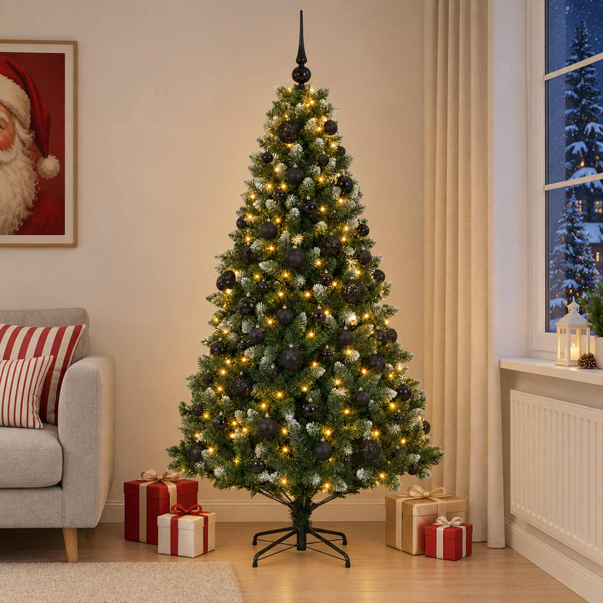 Kunstkerstboom met Ballen 180 cm 300 LED's Warmwit is nu te koop bij PeponiXL, paradijselijk wonen!