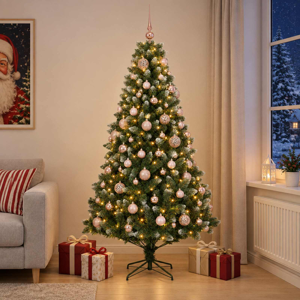 Kunstkerstboom met Ballen 240 cm 300 LED's Warmwit is nu te koop bij PeponiXL, paradijselijk wonen!