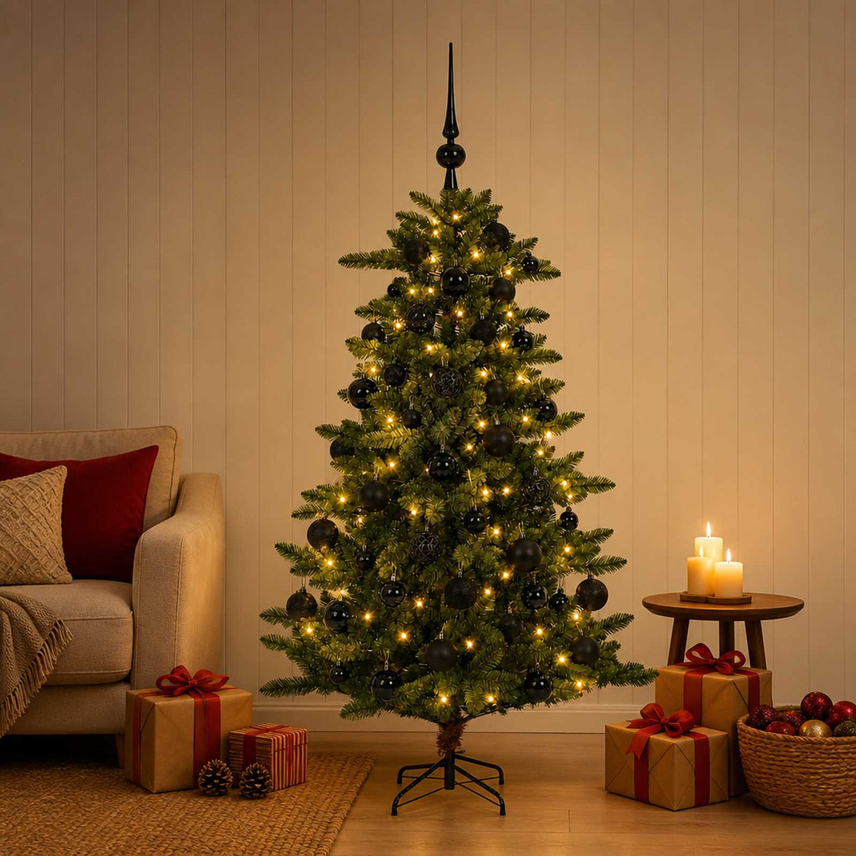 Kunstkerstboom met Ballen 120 cm 150 LED's Warmwit is nu te koop bij PeponiXL, paradijselijk wonen!