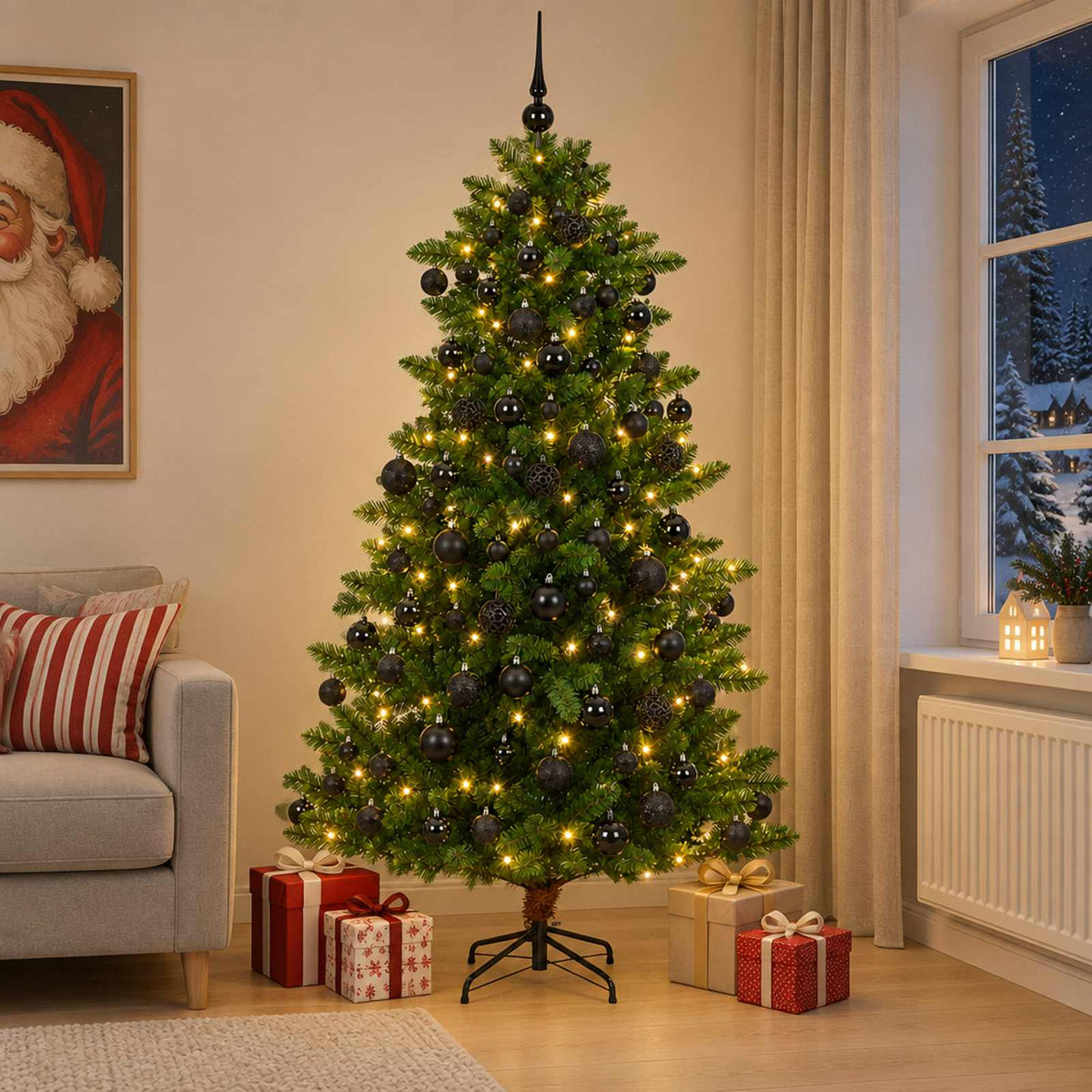 Kunstkerstboom met Ballen 240 cm 300 LED's Warmwit is nu te koop bij PeponiXL, paradijselijk wonen!