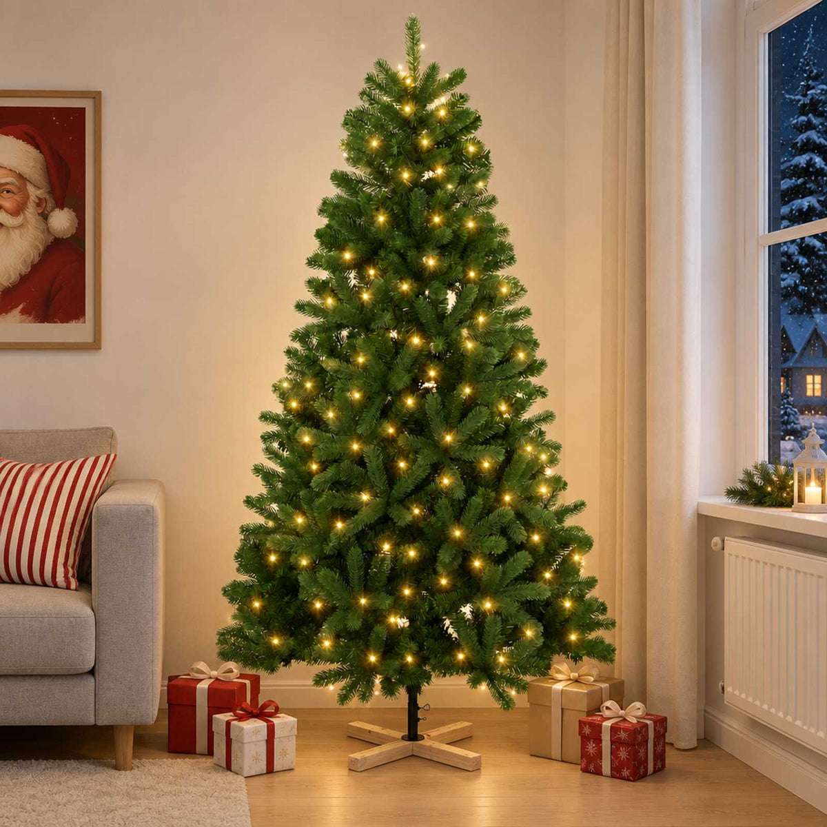Kunstkerstboom 120 cm 150 LED's Warmwit PVC Groen is nu te koop bij PeponiXL, paradijselijk wonen!