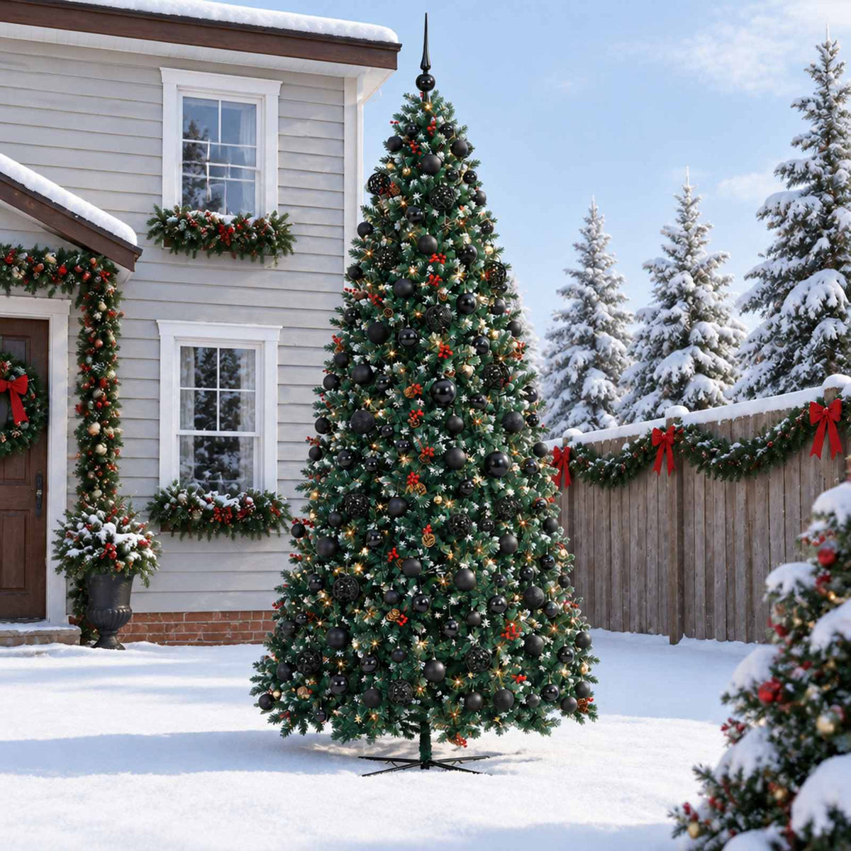 Kunstmatige kerstboom met scharnieren en kerstballen 400 cm is nu te koop bij PeponiXL, paradijselijk wonen!