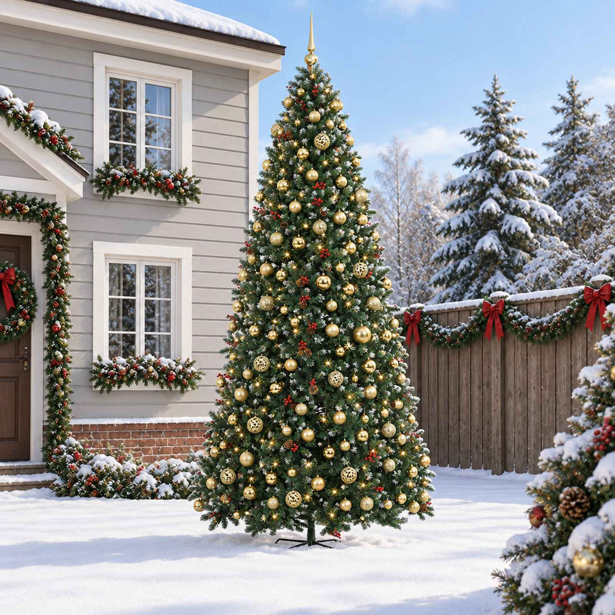 Kunstkerstboom met scharnieren en kerstballen 400 cm 600 LED's is nu te koop bij PeponiXL, paradijselijk wonen!