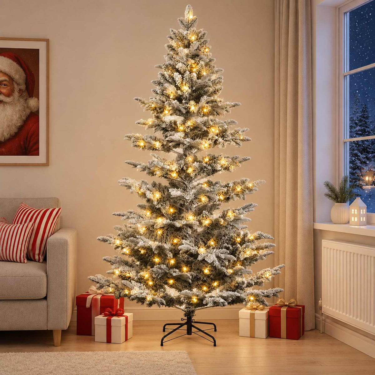 Kunstmatige Inklapbare Kerstboom 240 cm 300 LED's Warmwit is nu te koop bij PeponiXL, paradijselijk wonen!