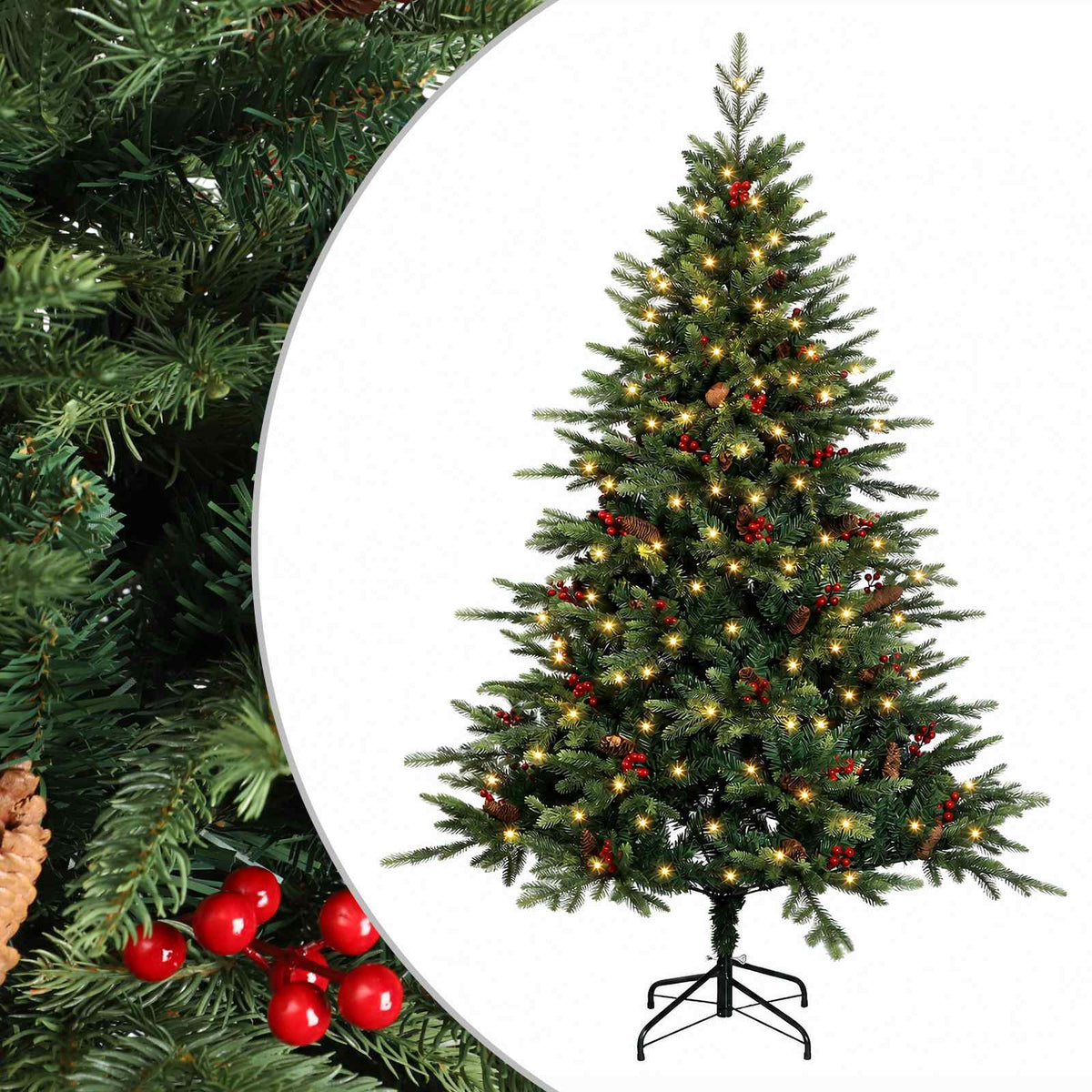 Kunstmatige Inklapbare Kerstboom 150 cm 150 LED's Warmwit is nu te koop bij PeponiXL, paradijselijk wonen!