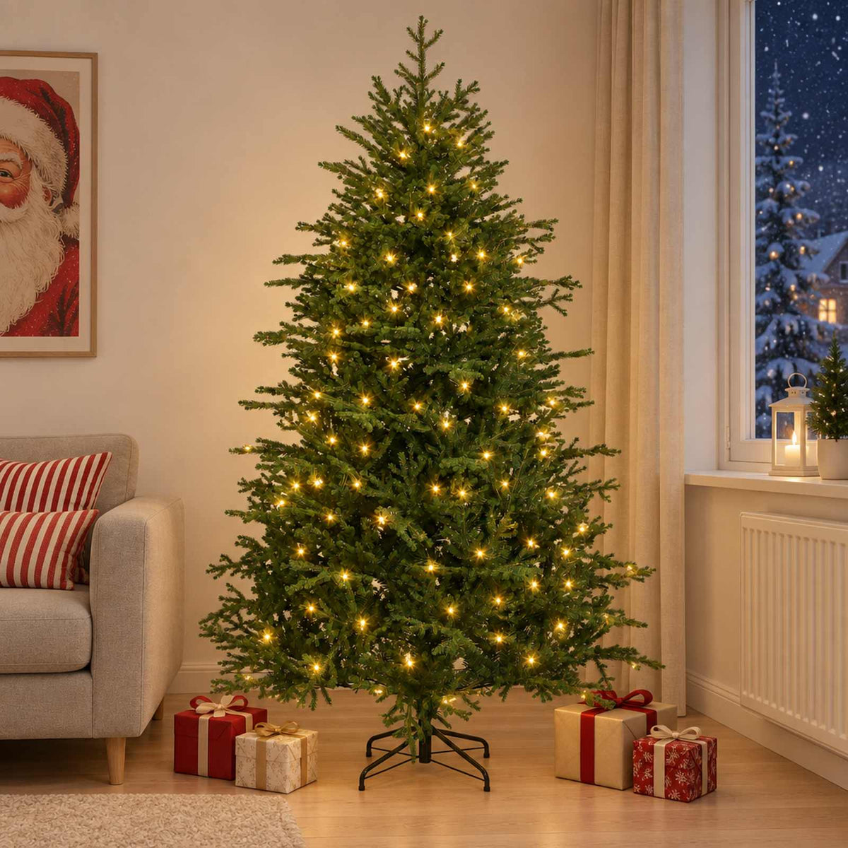 Kunstmatige Inklapbare Kerstboom 180 cm 300 LED's Warmwit is nu te koop bij PeponiXL, paradijselijk wonen!