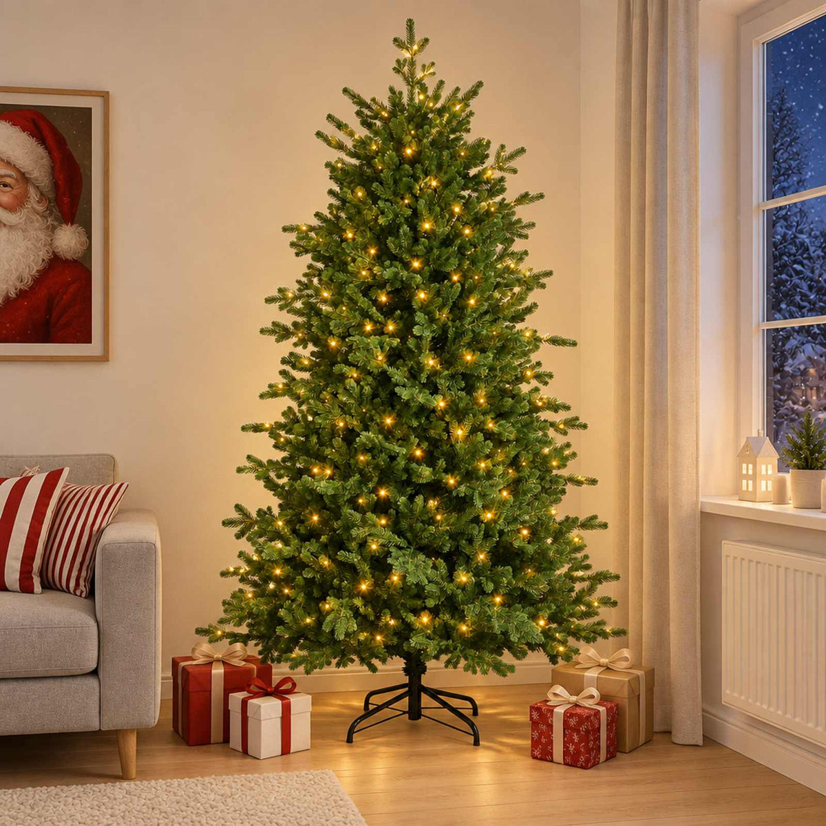 Kunstmatige Inklapbare Kerstboom 180 cm 300 LED's Warmwit is nu te koop bij PeponiXL, paradijselijk wonen!