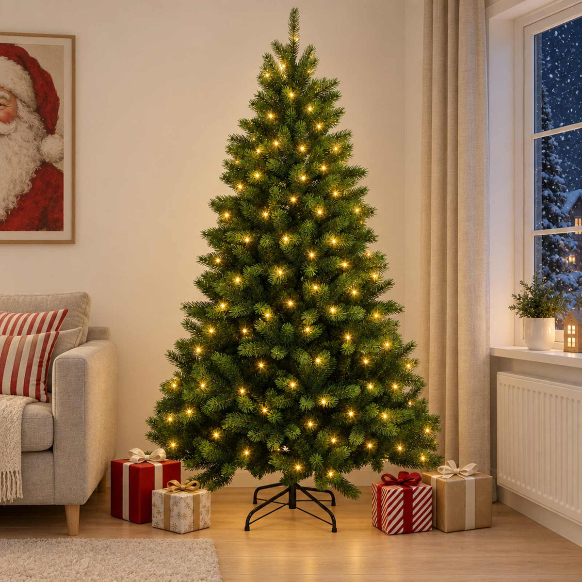 vidaXL Kunstmatige Inklapbare Kerstboom 120 cm 150 LED's Warmwit